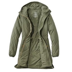 LL Bean Women's Bean's Cozy Quilted Coat Deep Olive Size Small